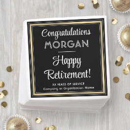 Guardanapo De Papel Preto elegante, branco e Dourado do Partido da Ref