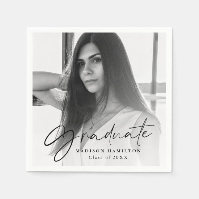 Guardanapo De Papel Preto | Graduação de Foto por Script Na moda (Frente)