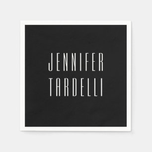 Guardanapo De Papel Preto Moderno Minimalista Elegante Seu Nome