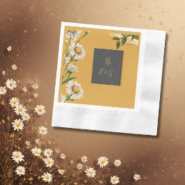 Guardanapo De Papel preto onyx retro-branco laranja Margaret flor