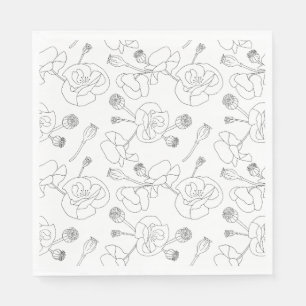 Guardanapo De Papel Preto sobre Poppies Brancos