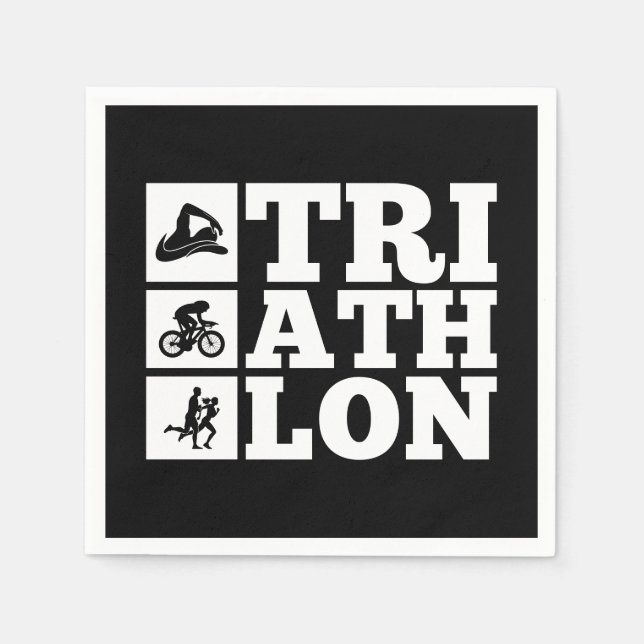 Guardanapo De Papel Preto: Triathlon Motivation Party (Frente)