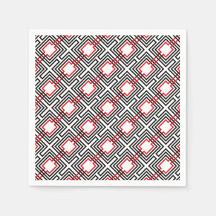 Guardanapo De Papel Preto Vermelho e Branco Geométrico