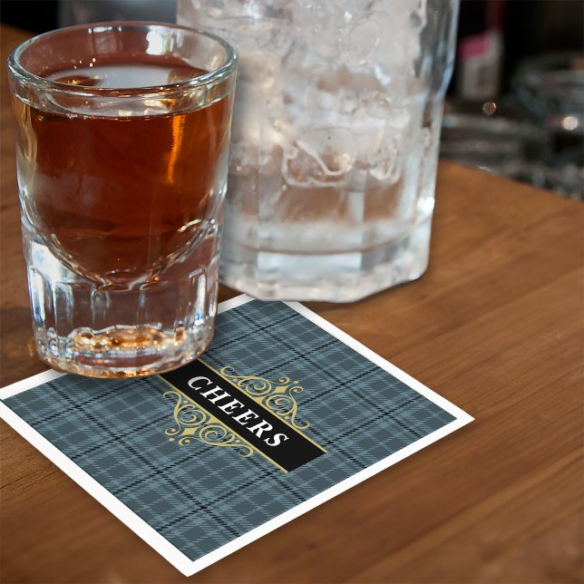 Guardanapo De Papel Preto Xadrez Cinza Festa Elegante (Criador carregado)