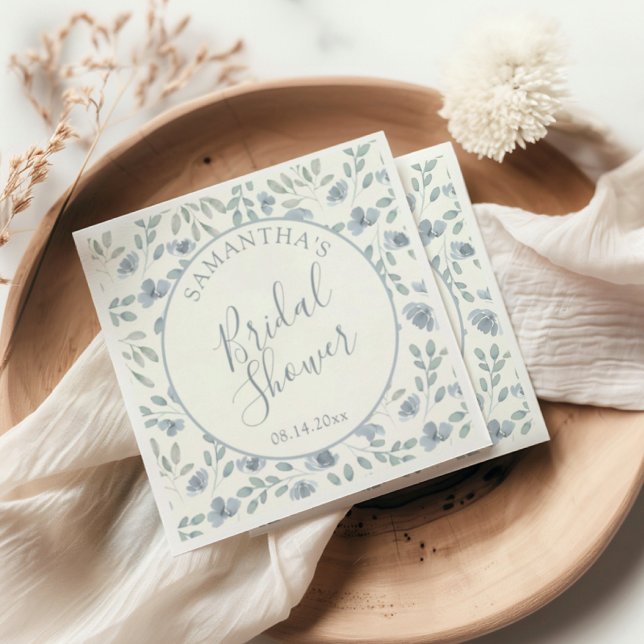 Guardanapo De Papel Pretty Blue Floral Bridal Shower  (Criador carregado)
