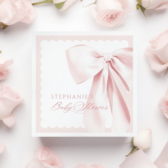 Guardanapo De Papel Pretty Cute Pink Bow Baby Shower Paper Napkins (Criador carregado)