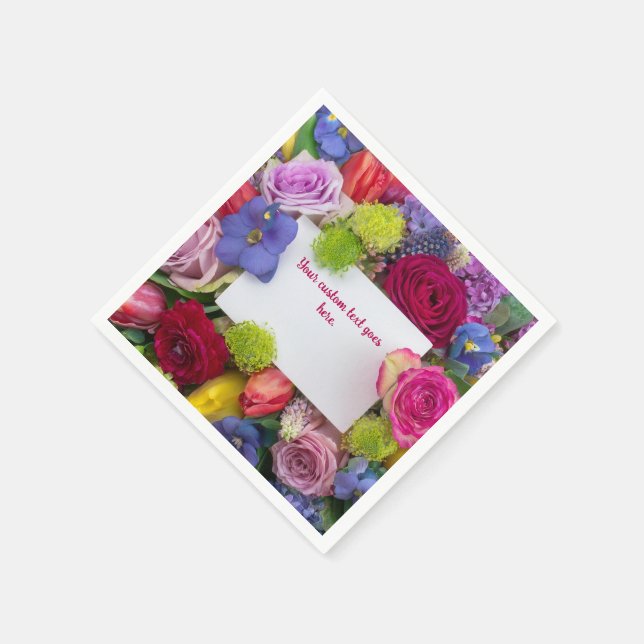 Guardanapo De Papel Pretty Floral Framed Roses Text Box Custom (Canto)
