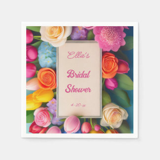 Guardanapo De Papel Pretty Floral Framed Roses Tulips Hydrangea Event 