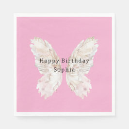 Guardanapo De Papel Pretty Girly Pink Butterfly Wings Birthday