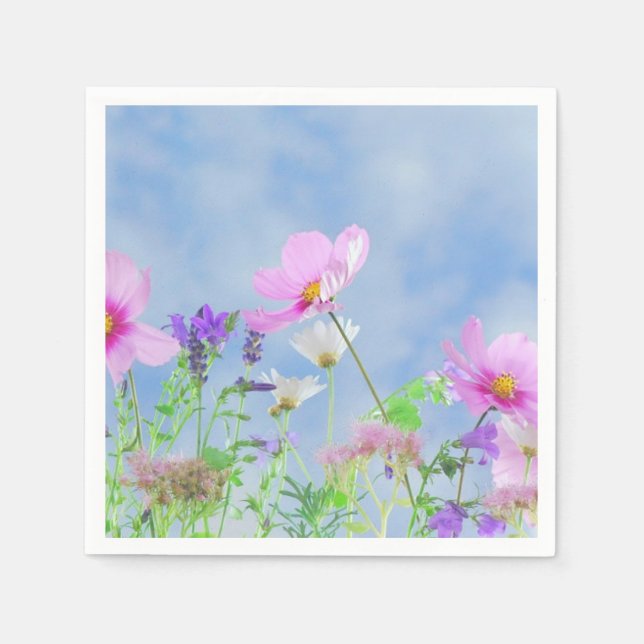 Guardanapo De Papel Pretty Pink Wild Flower Meadow (Frente)