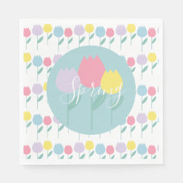 Guardanapo De Papel Pretty Spring Tulips Pastel Floral Birthday Party