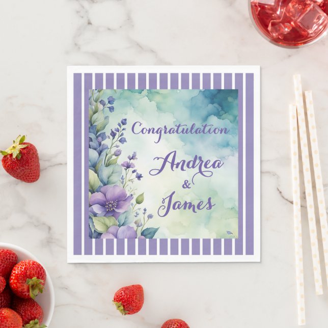 Guardanapo De Papel Pretty Stripped Lavender and Floral (Insitu)