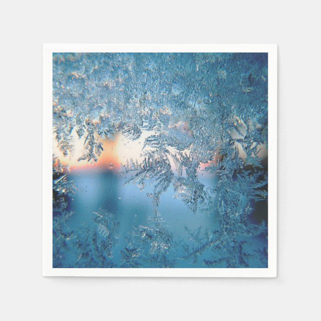 Guardanapo De Papel Pretty Winter Frosted Glass Photo (Frente)