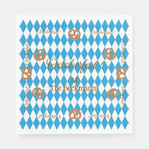 Guardanapo De Papel Pretzels de Octoberfest da Baviera Azul