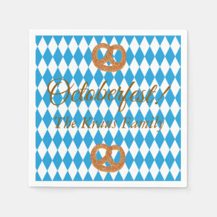 Guardanapo De Papel Pretzels Personalizados Blue Bavarian Oktoberfest