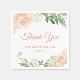 Guardanapo De Papel Primavera Blush Peach Floral Obrigado Casamento