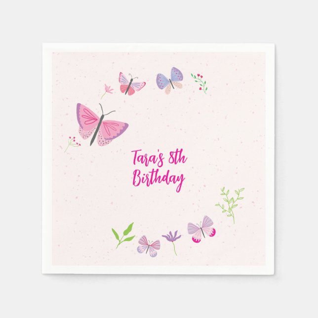 Guardanapo De Papel Primavera Borboleta Birthday Napkins (Frente)