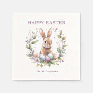 Guardanapo De Papel Primavera Bunny Easter Egs Wreath Personalizado