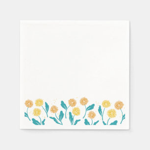 Guardanapo De Papel Primavera Dandelion Flores e Folhas Design