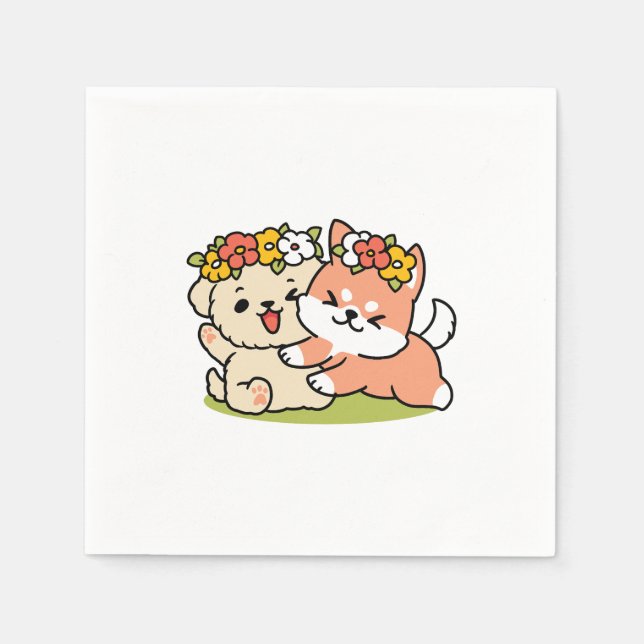 Guardanapo De Papel Primavera dentro da cutena - Ilustração Adorável d (Frente)