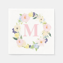 Guardanapo De Papel Primavera Floral Wreath Monograma Wedkins