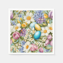 Guardanapo De Papel Primavera. Narciso, Hyacintos, Tulipas, Ovos de Pá