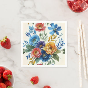 Guardanapo De Papel Primavera Watercolor Floral Impressão