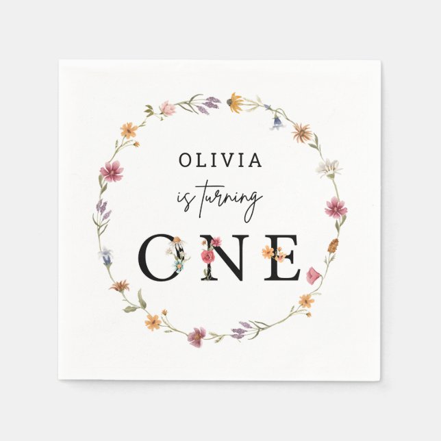 Guardanapo De Papel Primavera Wildflower First Festa de aniversário (Frente)