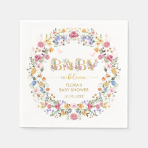 Guardanapo De Papel Primavera Wildflower Garden Wreath Girl Baby in Bl