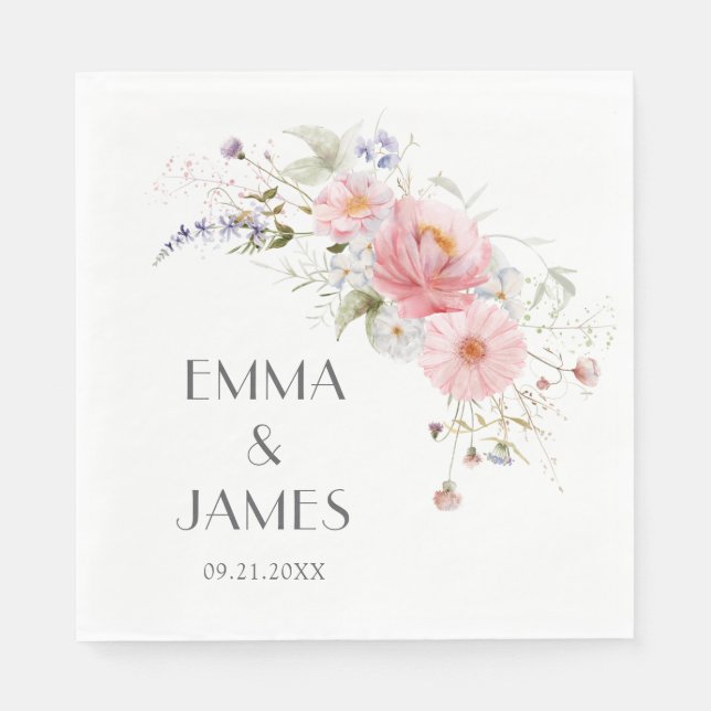Guardanapo De Papel Primavera Wildflower Pink White Wedkins (Frente)