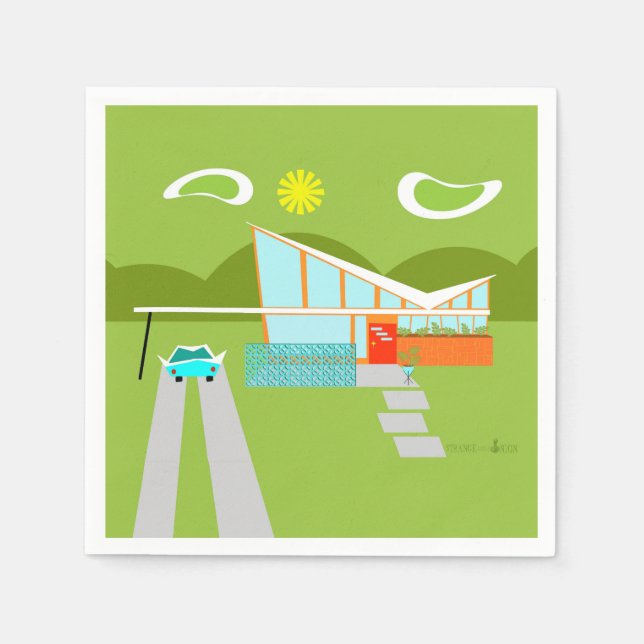 Guardanapo De Papel Primaveras de Palm Retro Casas Cocktail Napkins (Frente)