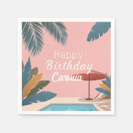 Guardanapo De Papel Primaveras de Palma Cor de Rosa Adulta