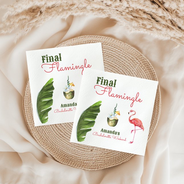 Guardanapo De Papel Primaveras Palm Última Festa de solteira Flamingle (Criador carregado)