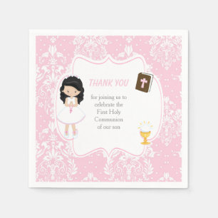 Guardanapo De Papel Primeira comuna de Black Hair Girl Obrigado