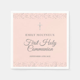 Guardanapo De Papel Primeira comuna Sagrada, Esmagadora, Prata Rosa