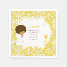 Primeira Comunhão Afro-Americana Dourada Damask