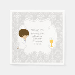 Guardanapo De Papel Primeira Comunhão Brunette Silver Damask