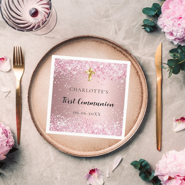 Guardanapo De Papel Primeira comunhão, cor-de-rosa, mulher (Criador carregado)