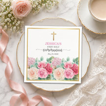 Primeira Comunhão da Menina Cruz Dourada Rosas Flo