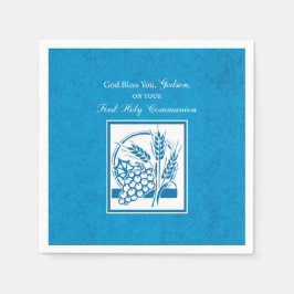 Guardanapo De Papel Primeira Comunhão do Afilhado, Trigo, Uvas Azul