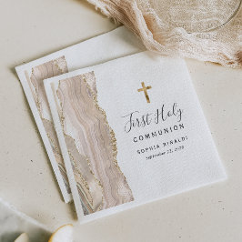 Guardanapo De Papel Primeira Comunhão Ivory Gold Ágata