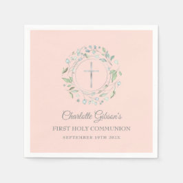 Guardanapo De Papel Primeira Comunidade Sagrada Verde Esbranquiçado Pr