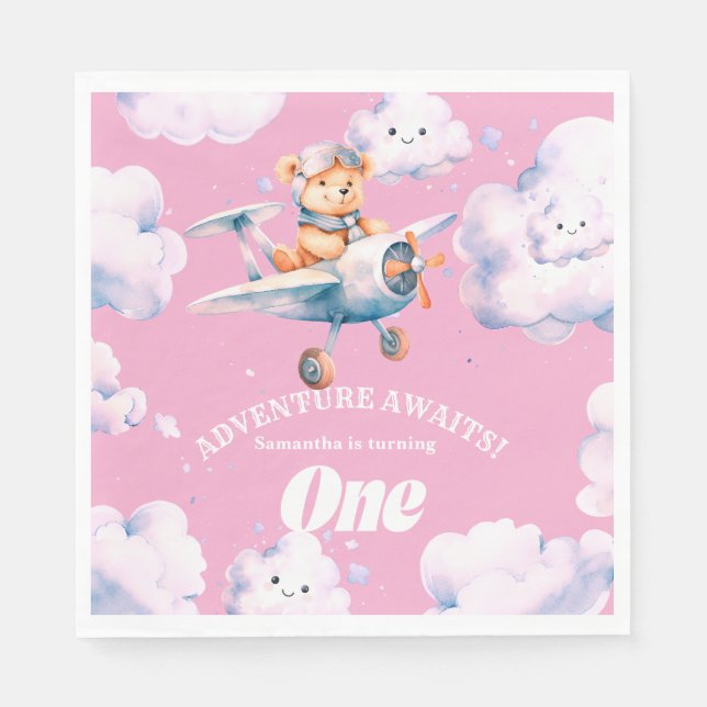 Guardanapo De Papel Primeira Expedição de Aniversário do ursinho (Frente)