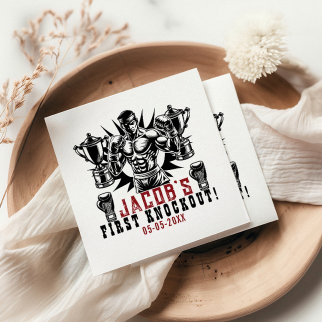 Guardanapo De Papel Primeira Festa de aniversário de Boxing de Discage (Criador carregado)