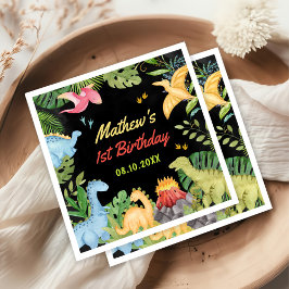 Guardanapo De Papel Primeira Festa de aniversário do Dinossauro Bonito