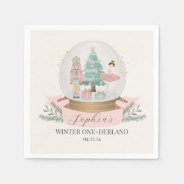 Guardanapo De Papel primeira festa de aniversário rosa de inverno