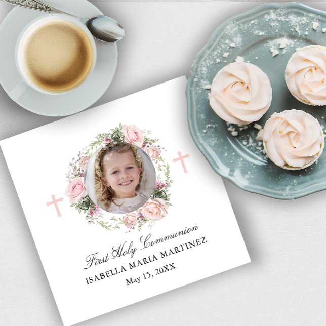 Guardanapo De Papel Primeira Sagrada Cruz Floral Rosa Rosa Rosa Rosa (Criador carregado)