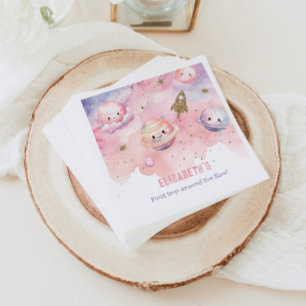 Guardanapo De Papel Primeira viagem rosa ao redor do aniversário da Su