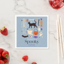 Guardanapo De Papel Primeiro aniversario Azul Spooky One Halloween Mot