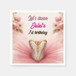 Guardanapo De Papel primeiro aniversario Ballerina, Tutu, rosa